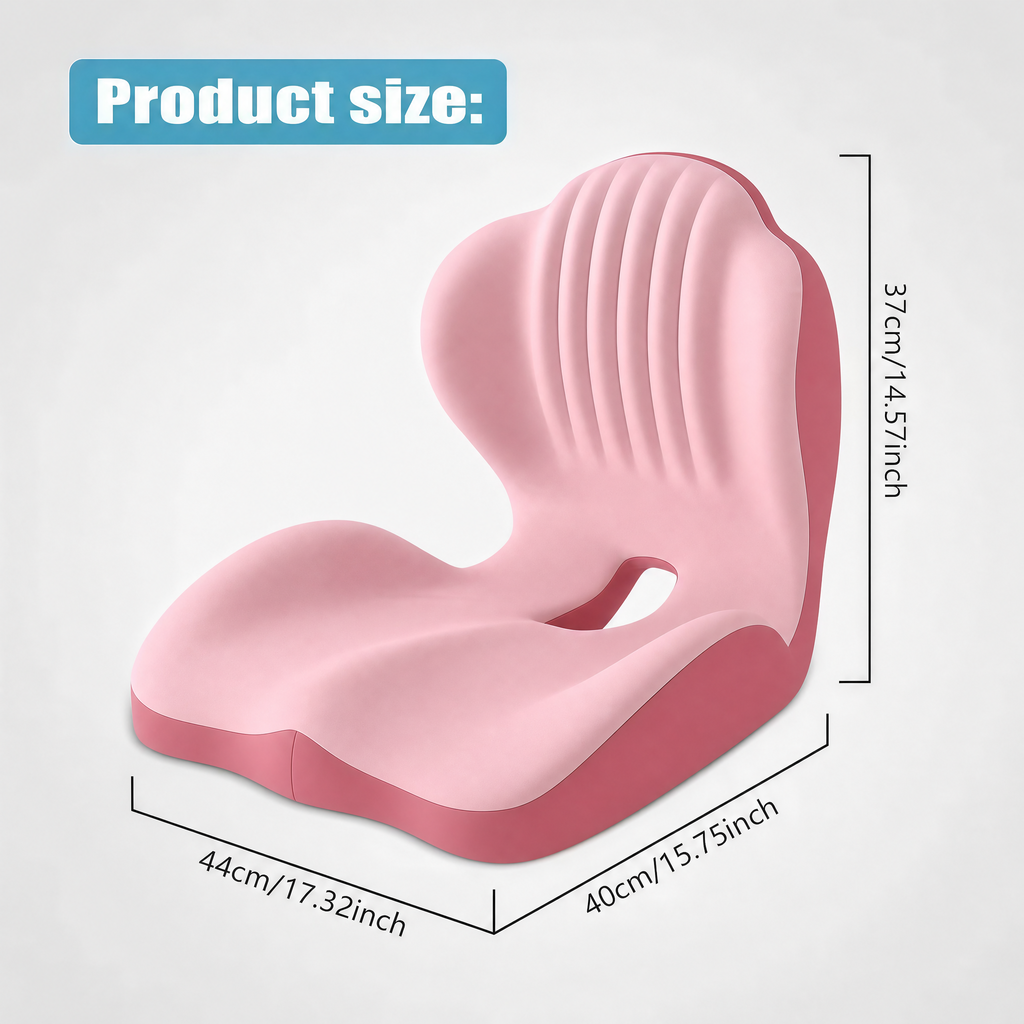 Ergonomic Memory Foam Seat Cushion with Lumbar & Back Support, Relieves Back Pain, Reduces Pressure