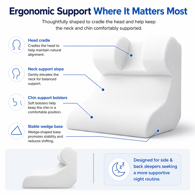 SnoreGuard Anti-Snore Sleep Support Pillow -Ergonomic Memory FoamPillow for Better Breathing & Deep Sleep