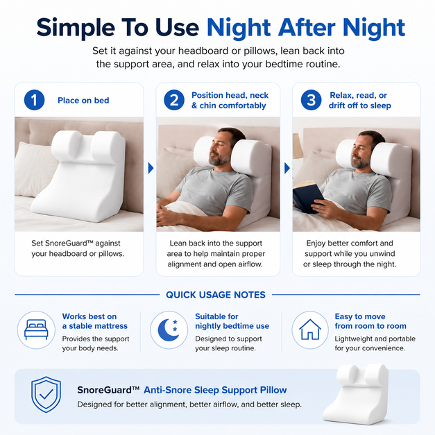 SnoreGuard Anti-Snore Sleep Support Pillow -Ergonomic Memory FoamPillow for Better Breathing & Deep Sleep