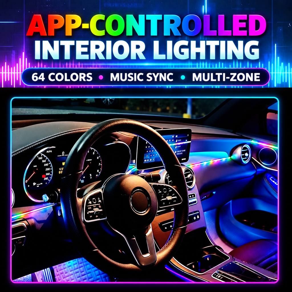 MORNAVIA app-controlled 64-color car interior ambient lighting kit