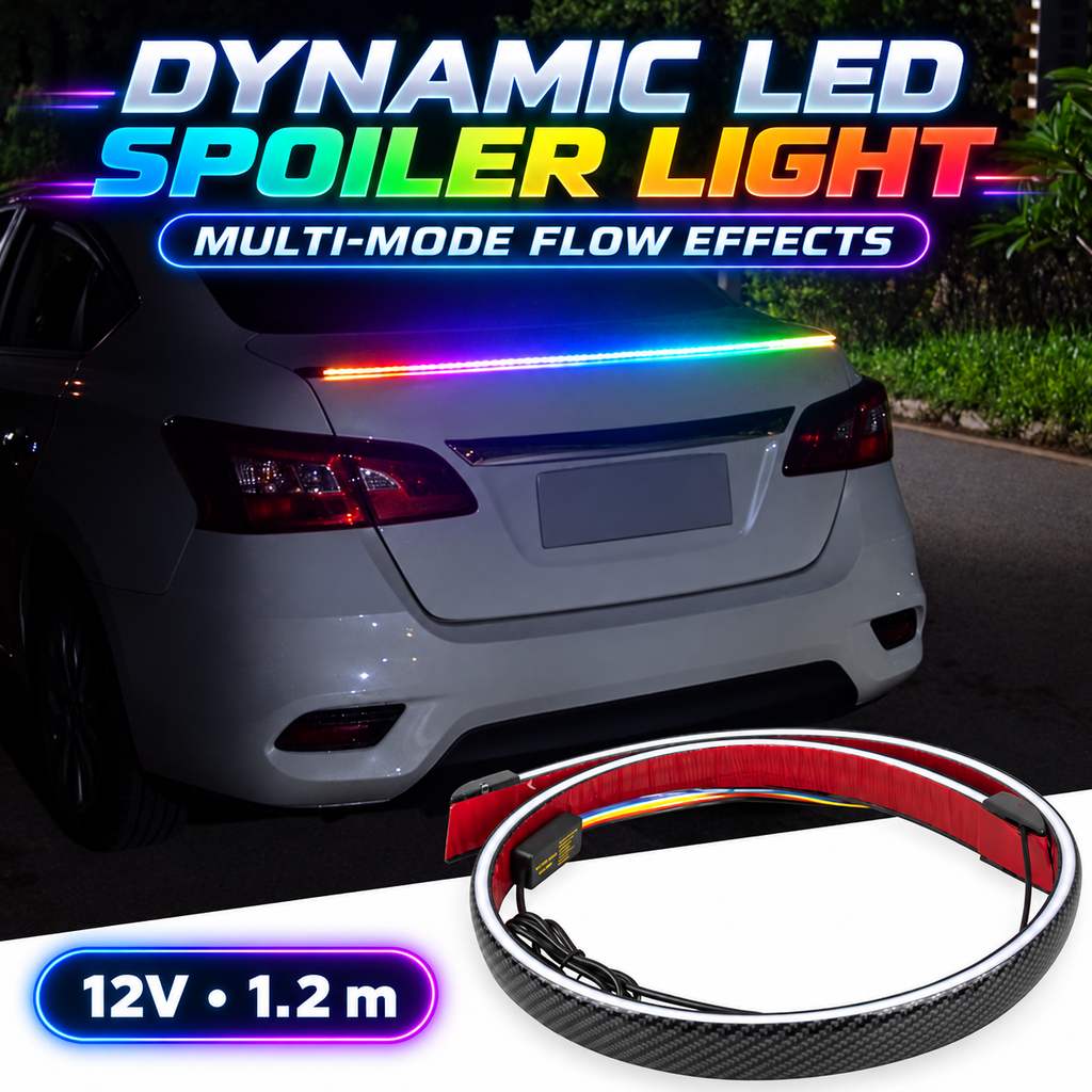 MORNAVIA dynamic LED rear spoiler light glowing in RGB colors
