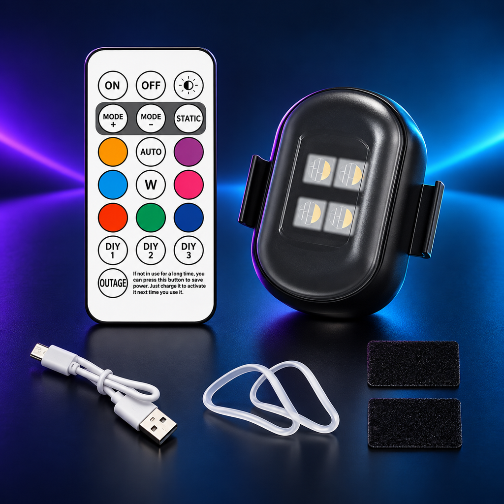 MORNAVIA 4-LED wireless motorcycle strobe kit