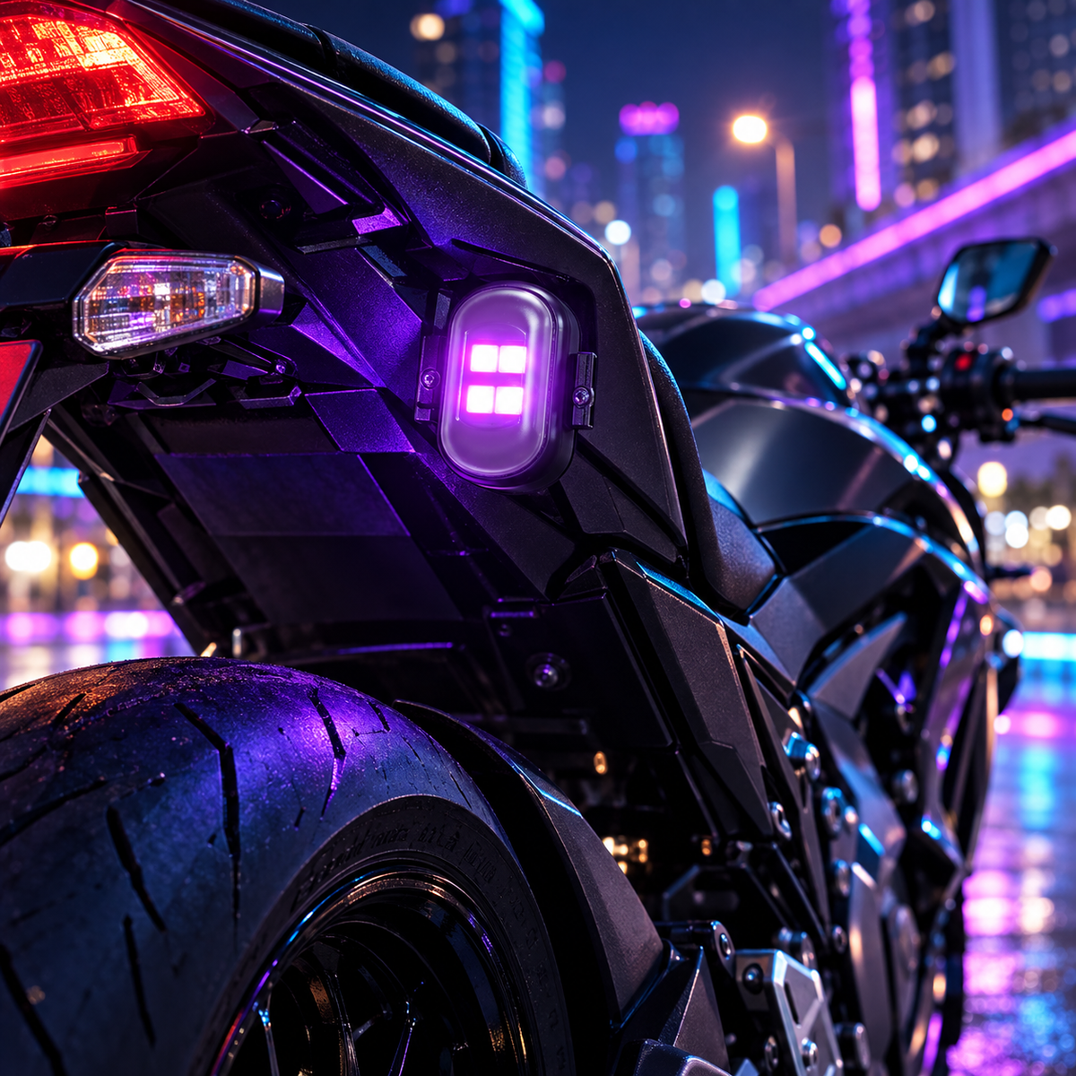 Wireless motorcycle strobe light installed