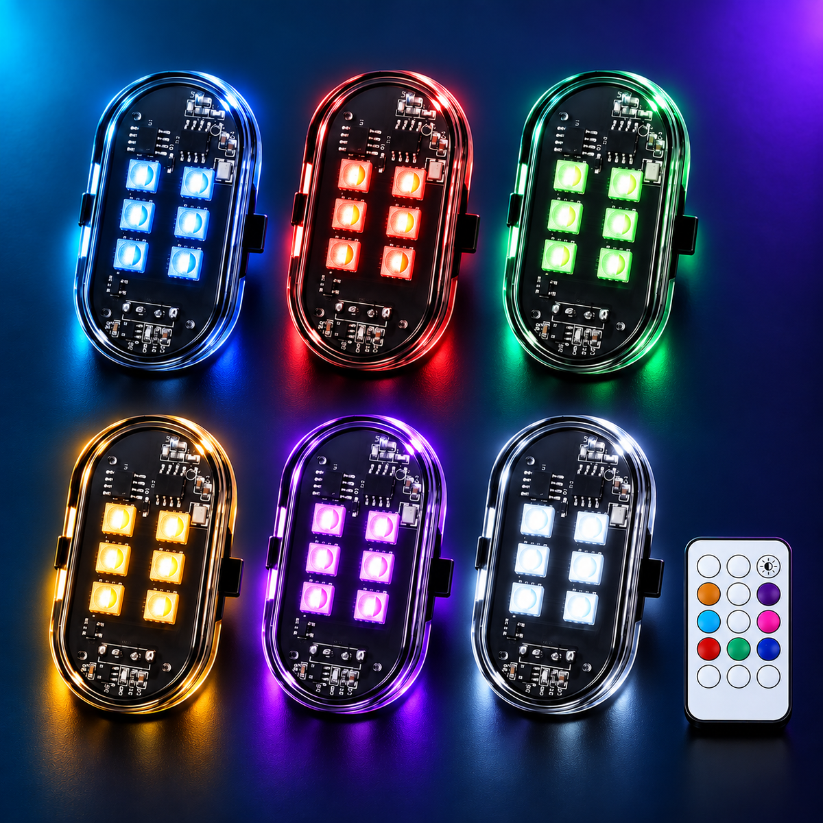 Compact strobe light color modes