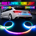 MORNAVIA RGB flowing LED car trunk light strip installed on a white sedan