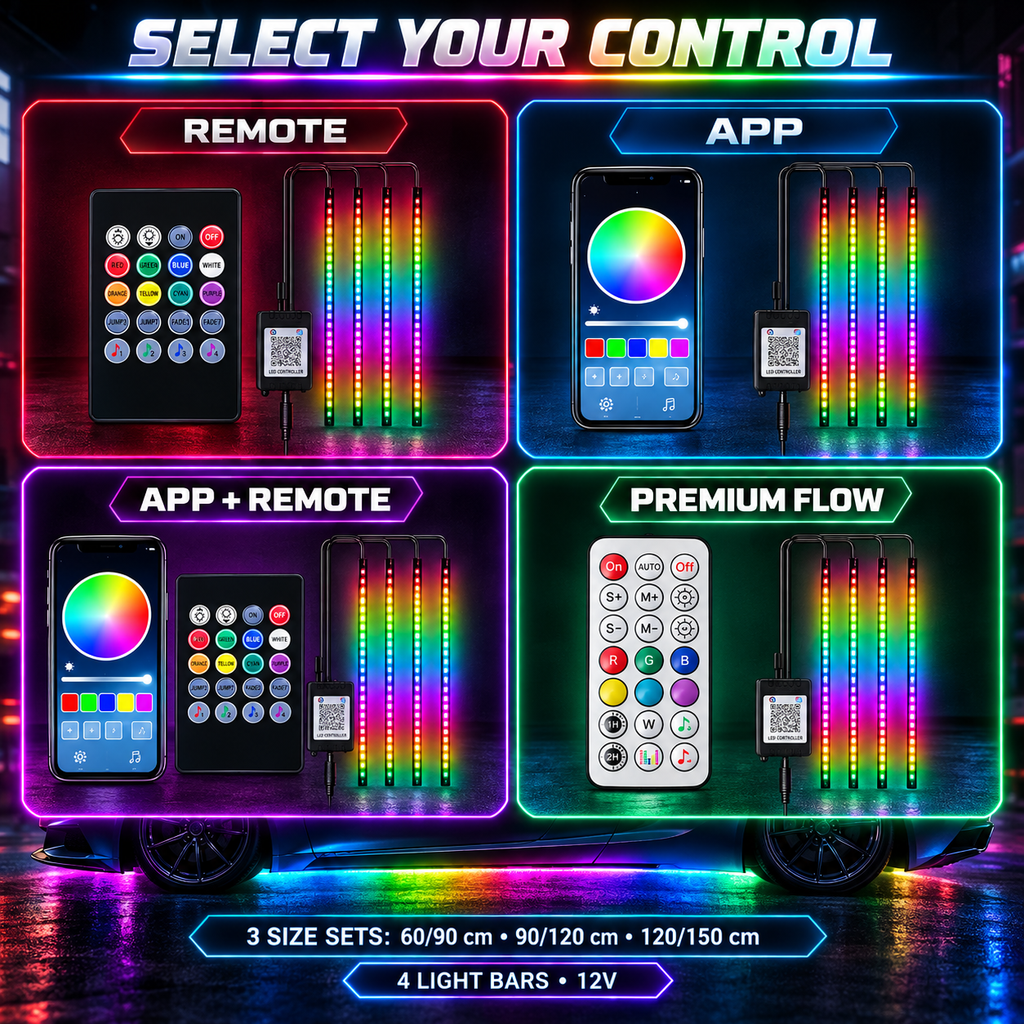 MORNAVIA underglow control and four-bar size guide