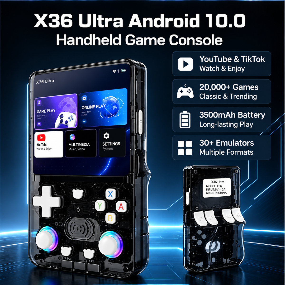 Black X36 Ultra Android handheld game console