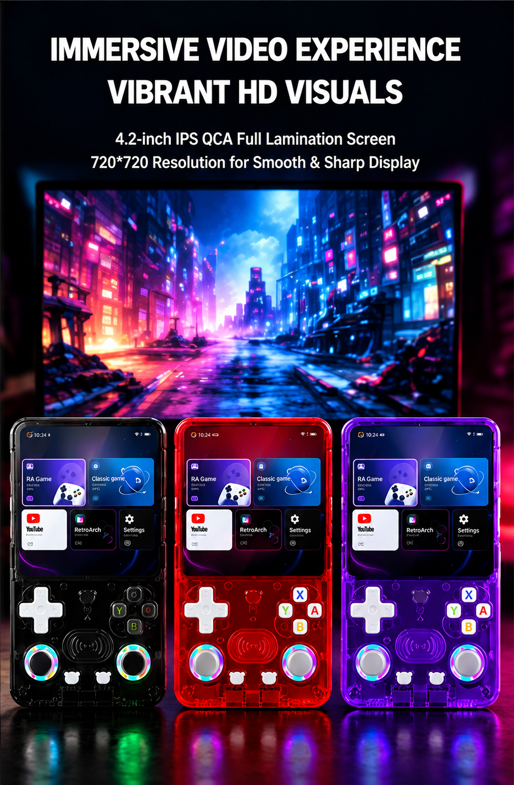 X36 Ultra 4.2-inch IPS 720 by 720 display
